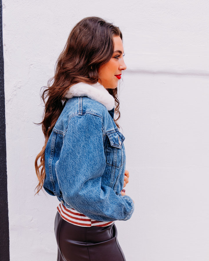 Z Supply: Daily Sherpa Denim Fur Jacket In Hush (ZJ264926S)