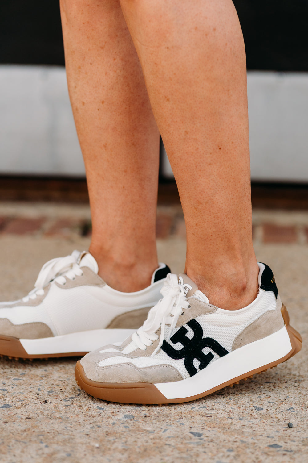 Sam Edelman: Langley Lace Up Sneaker in White/Tan/Black - The Vogue Boutique