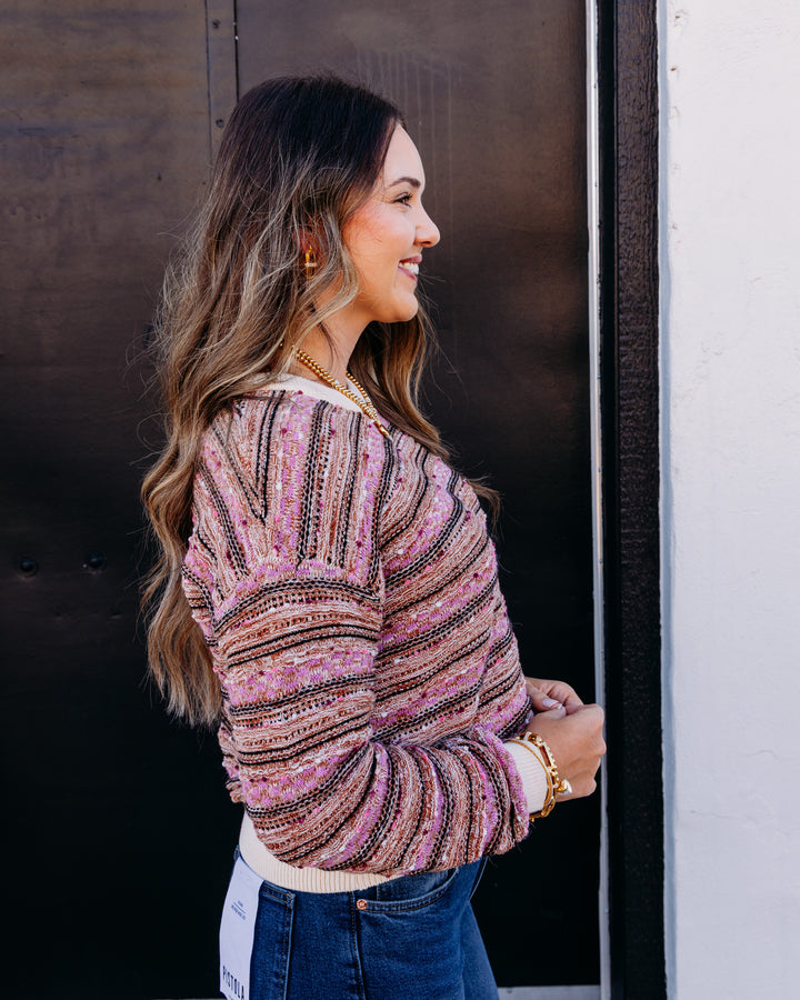 Tribal: Crew Neck Sweater W/ Contrast Rib in Nostalgia