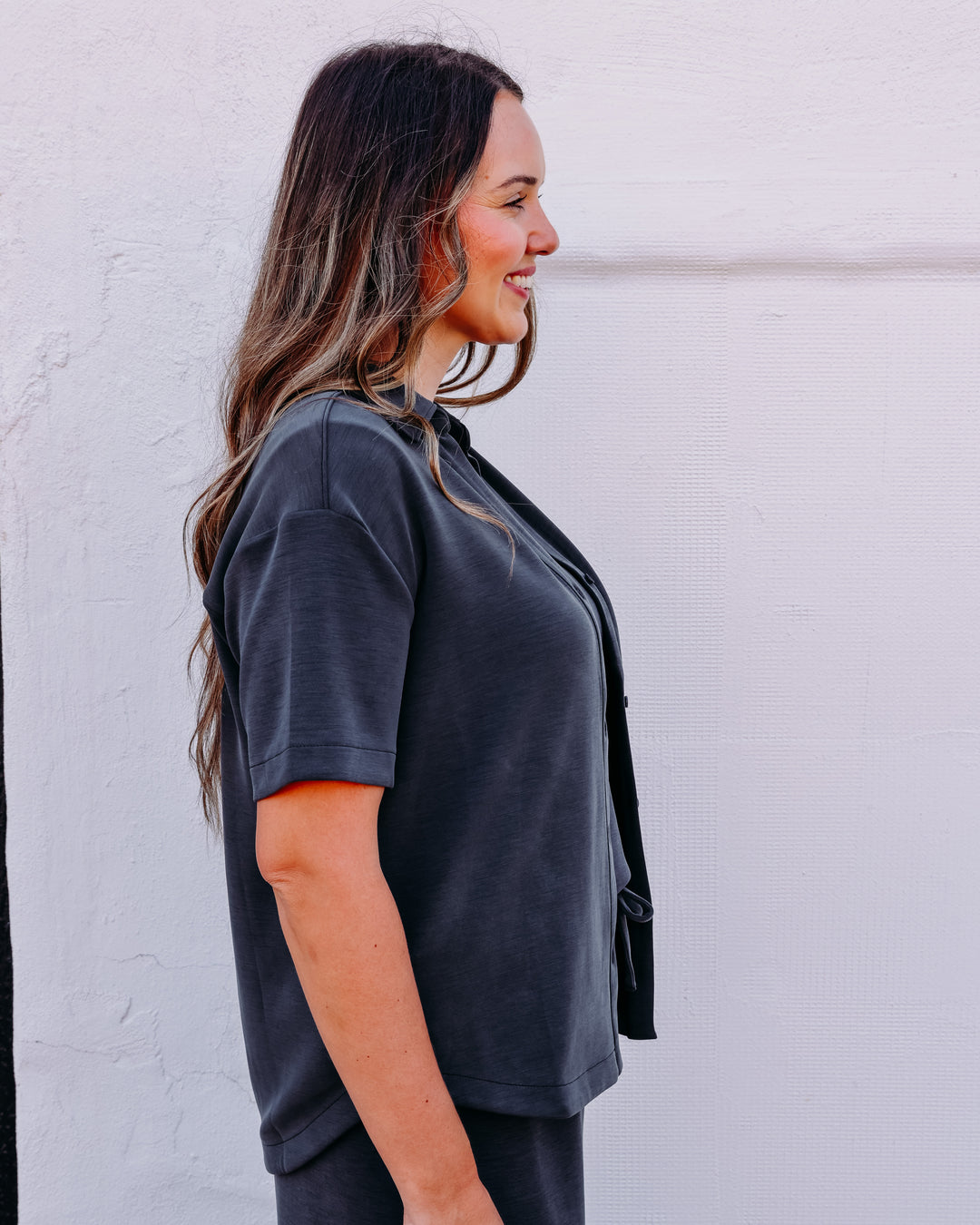 SPANX AIRESSENTIALS® BUTTON DOWN IN WASHED GRAPHITE (22520R)