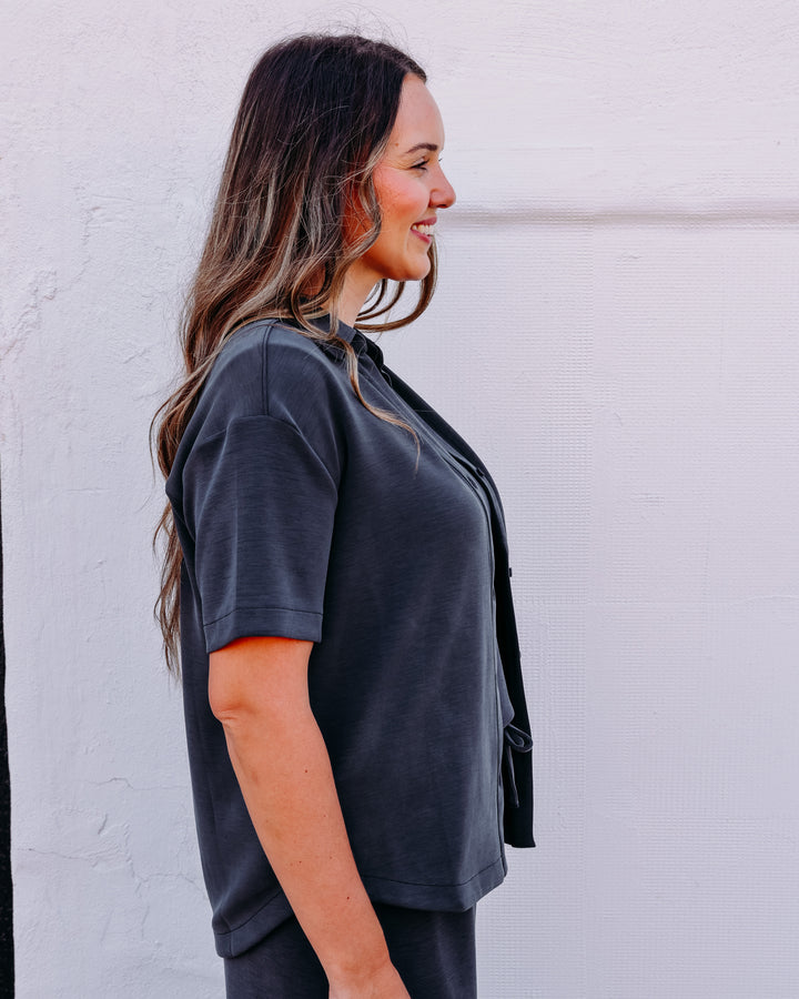 SPANX AIRESSENTIALS® BUTTON DOWN IN WASHED GRAPHITE (22520R)