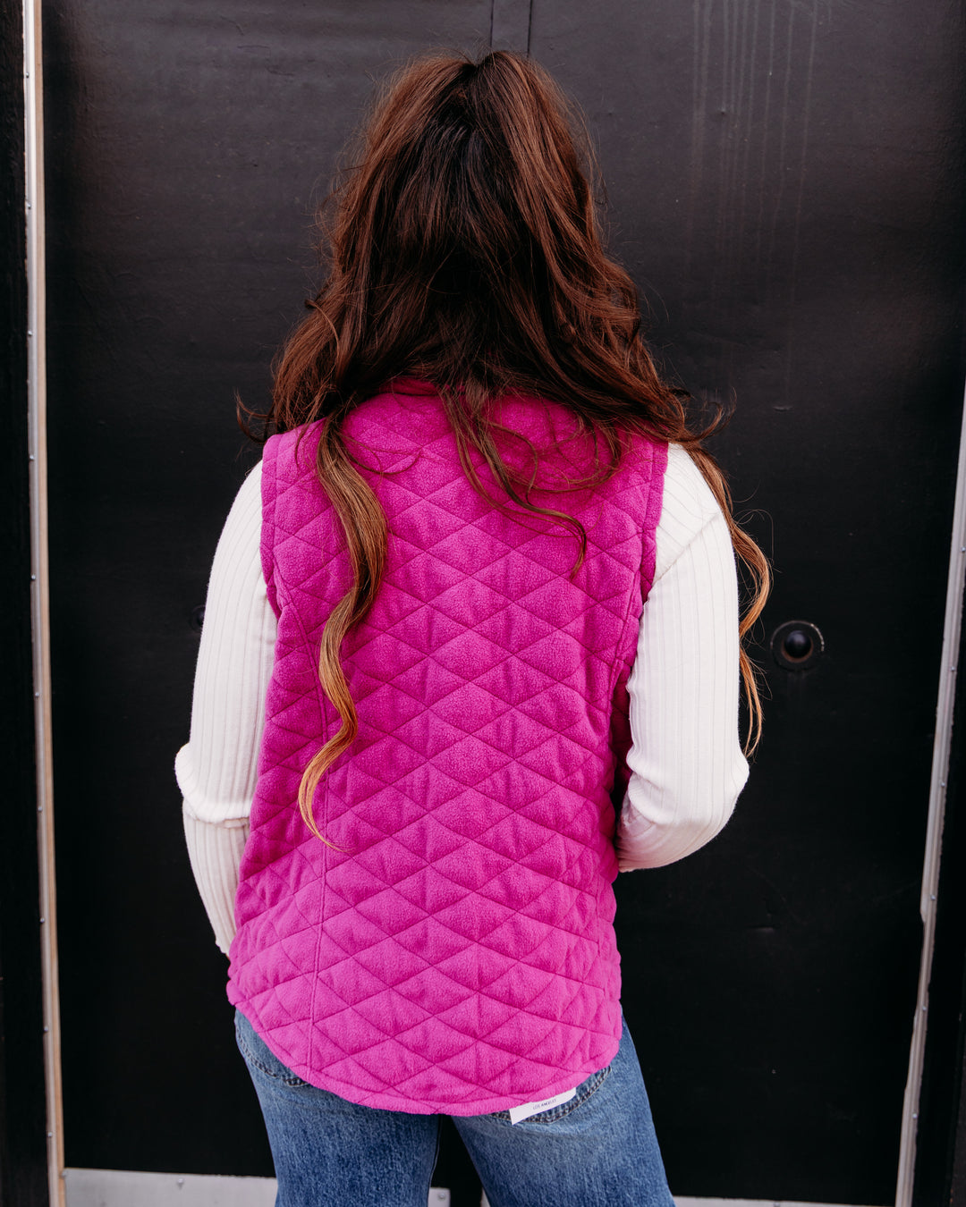 Multiples: Snap Front Quilted Vest in Deep Fuchsia (M46114VM)