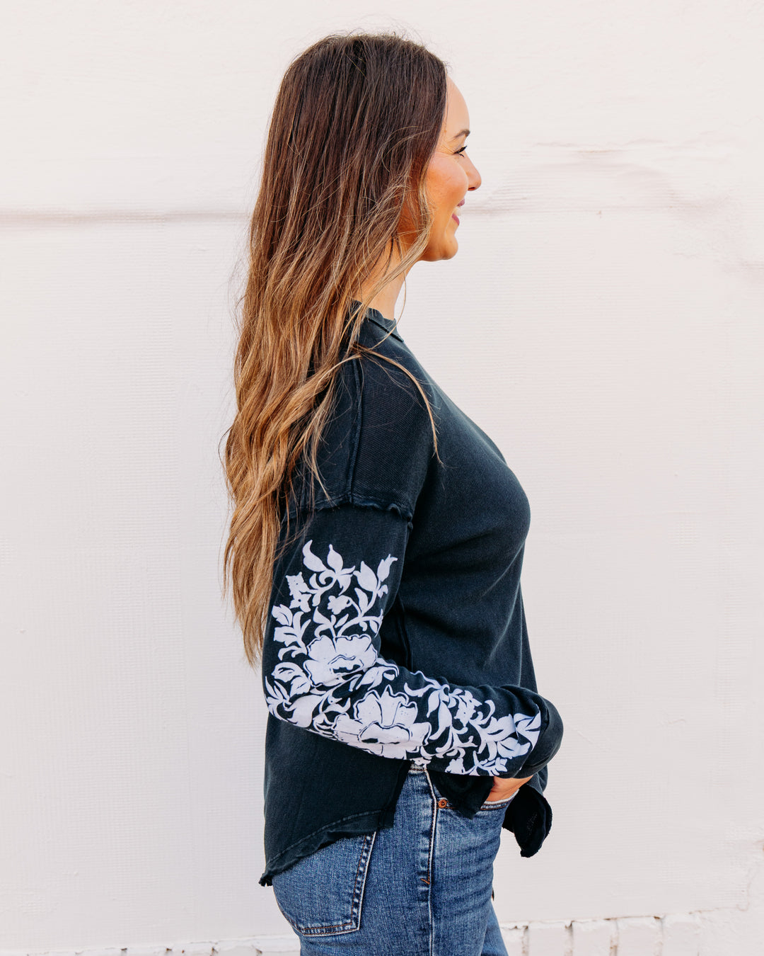 Free People: FLORA LONG SLEEVE in Black Combo (FP-OB2638776-0010)