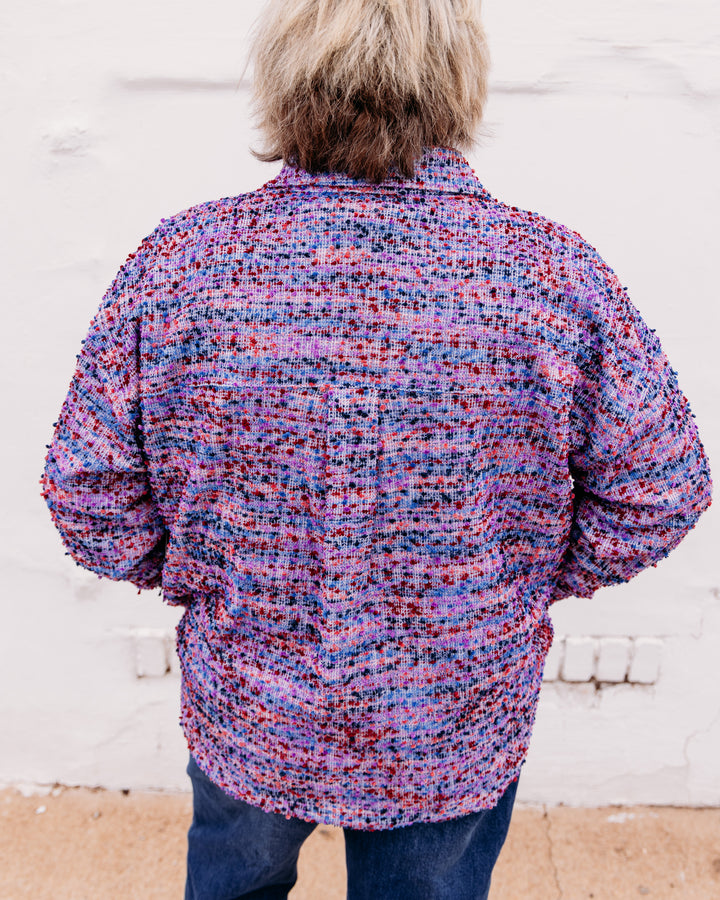 Multiples: Knit Cuffed Long  Shirt in Multi (M46512BM)