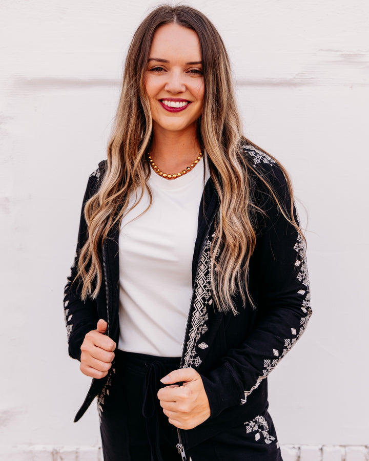 Johnny Was: Modern Zip Up Sweatshirt in Tamira