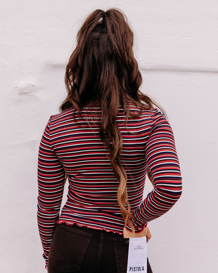 Daze: Moondrift Long Sleeve Variegated Rib Tee in Serra Stripe (D00052010-VR)