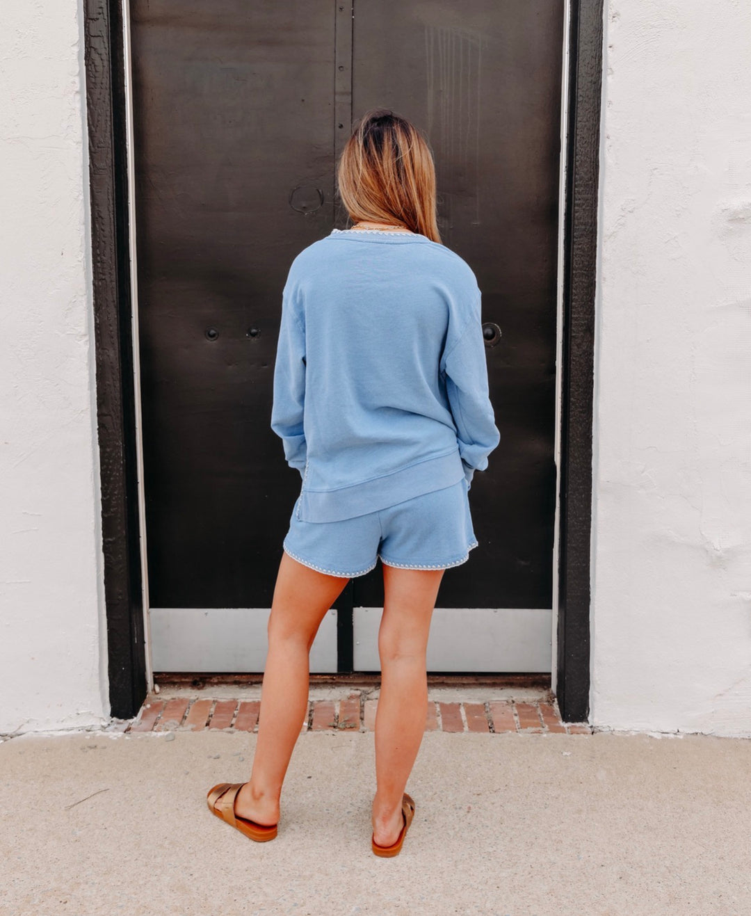 Z Supply: Cam Knit Denim Whipstitch Top in Santorini Indigo (ZT263233)