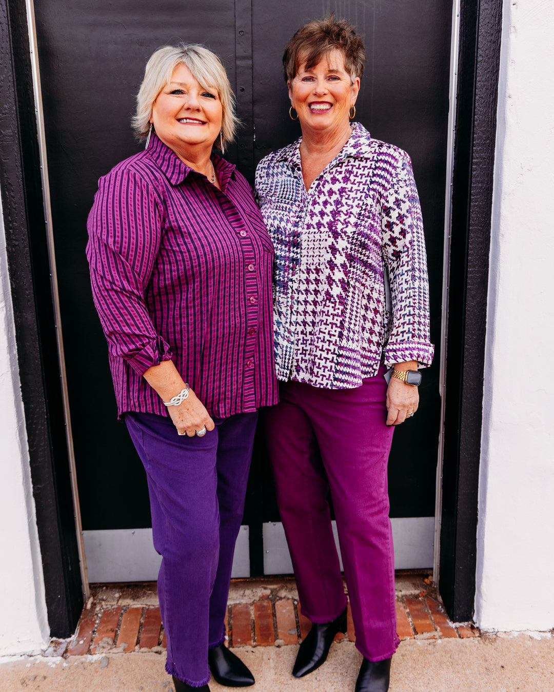 Multiples: Woven Fringe Hem Ankle Pant in Plum (M35714PM)