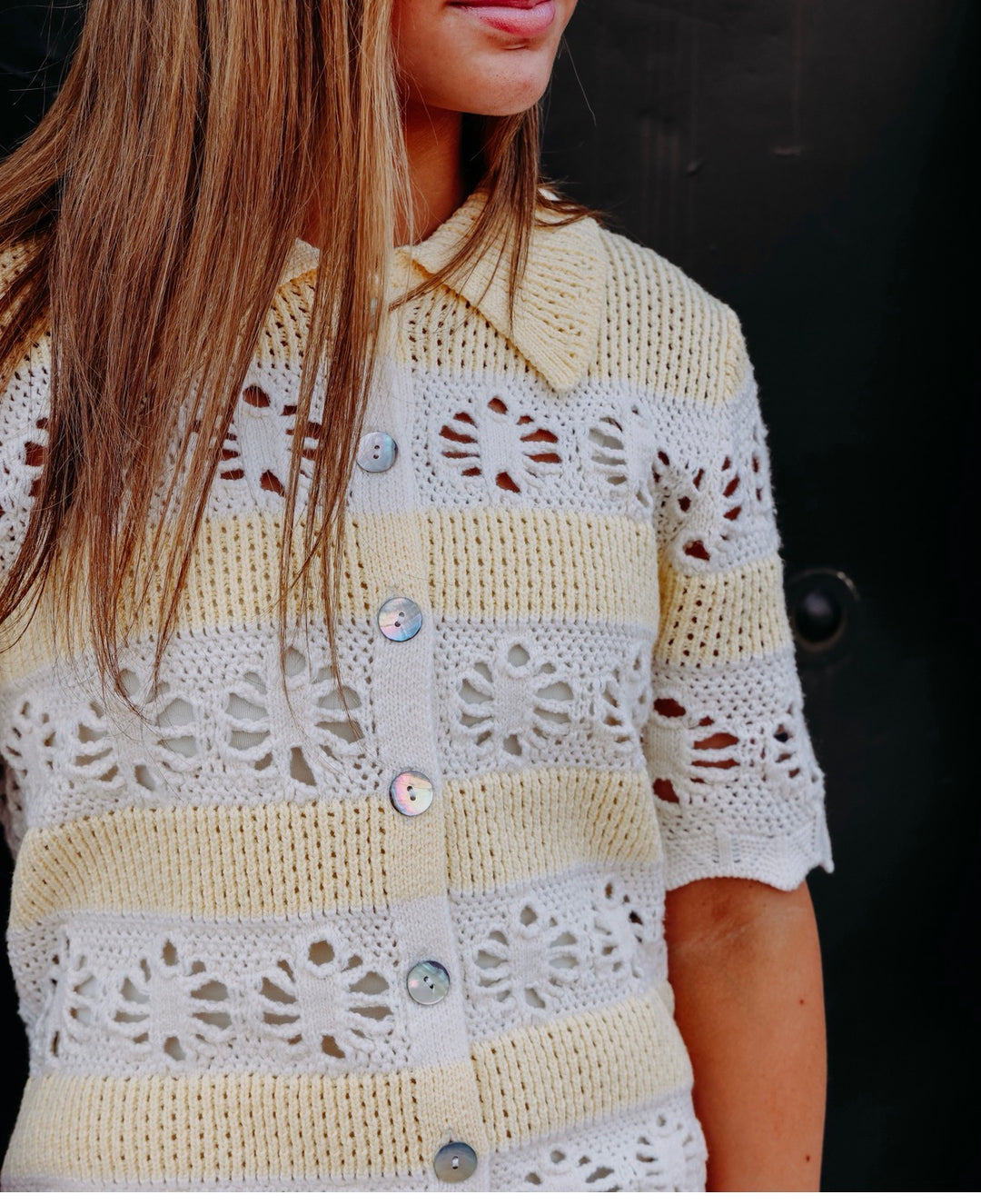 Another Love: Andrine Top in Cream and Yellow