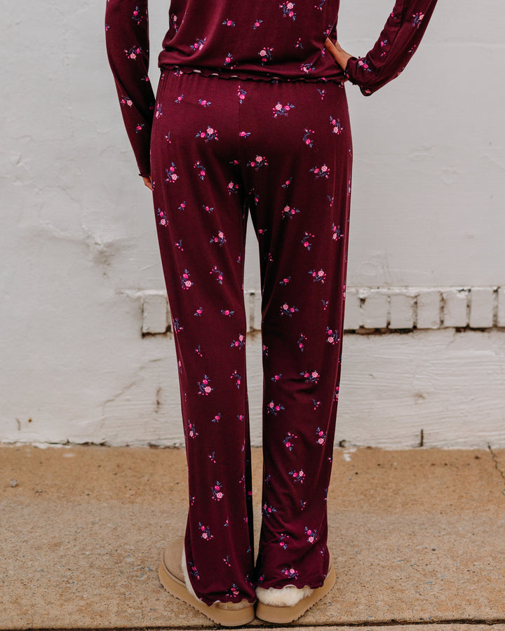 Z Supply: At Ease Ditsy Pant in Merlot - The Vogue Boutique