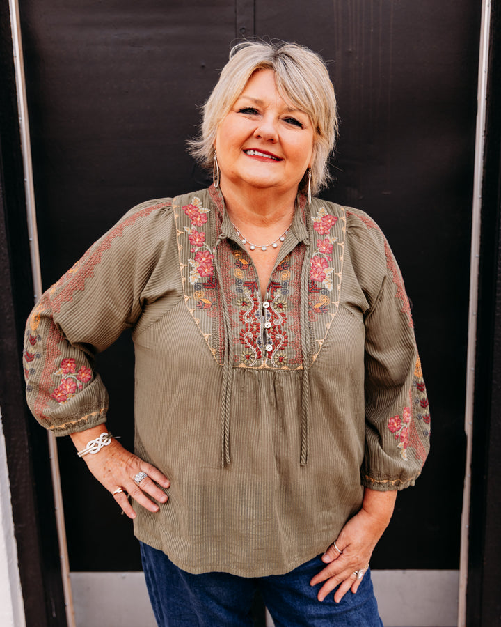 Johnny Was: Camila Blouse in Olivine