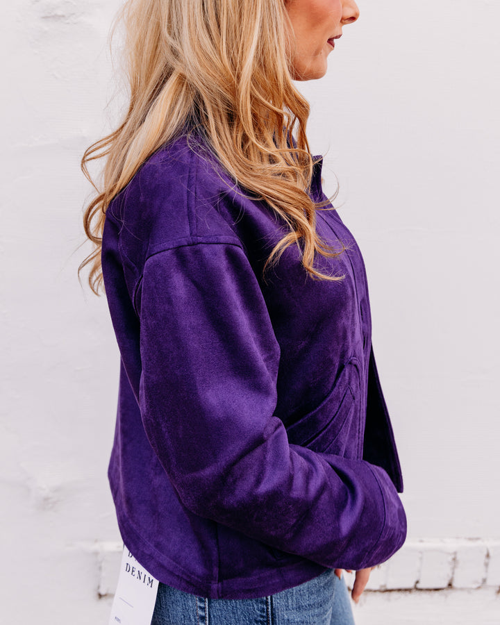 Multiples: Button Front Jacket in Eggplant (M46502JM)