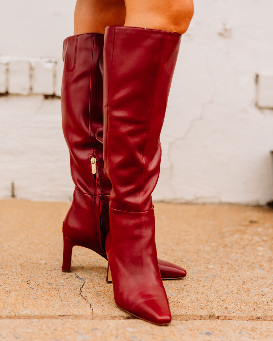 Sam Edelman: Sylvia Red Leather Knee High Boots - The Vogue Boutique
