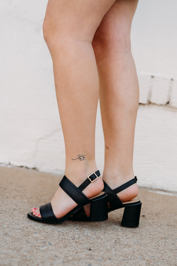 Clarks: Ezoria Sling Black Interest Sandals - The Vogue Boutique