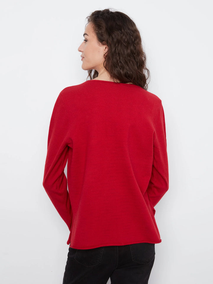 Charlie B: Long Sleeve V Neck Sweater in Équestre (C2279RPR)