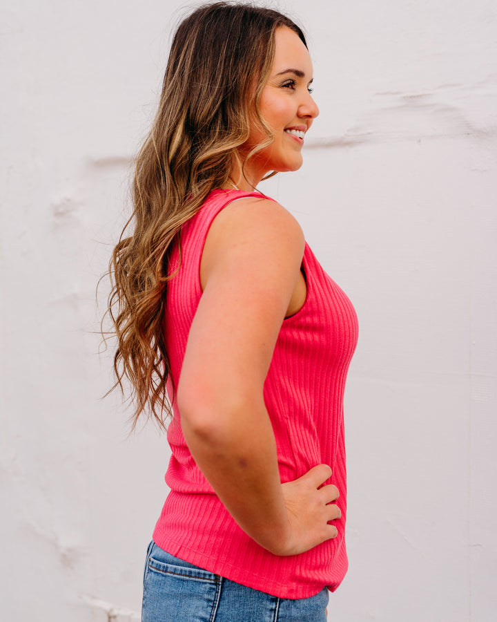 Liverpool: Sleeveless High Boatneck Knit Top in Diva Pink (LM8747K61) - The Vogue Boutique