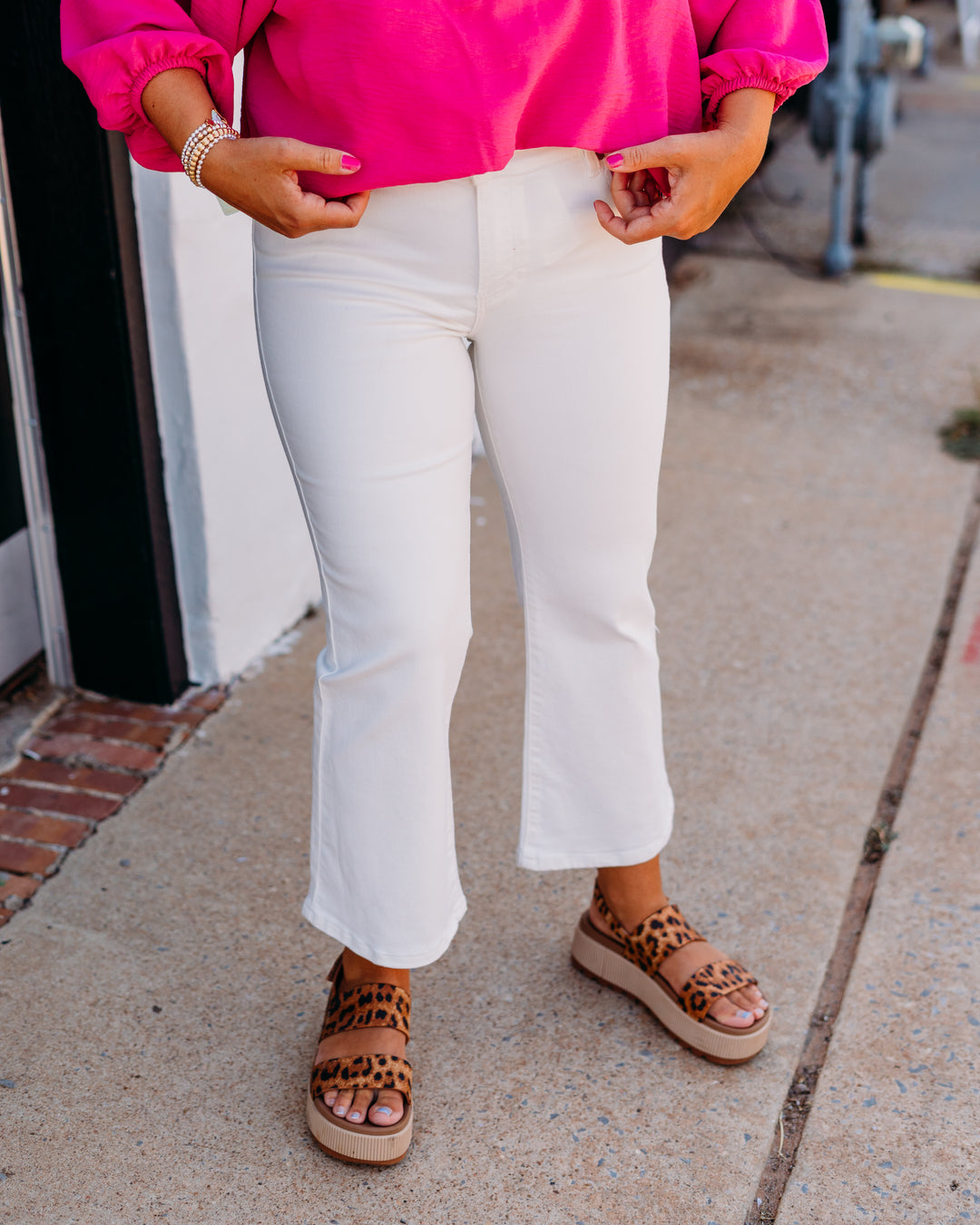 Liverpool: Hannah Crop Flare in White - The Vogue Boutique