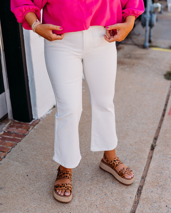 Liverpool: Hannah Crop Flare in White - The Vogue Boutique