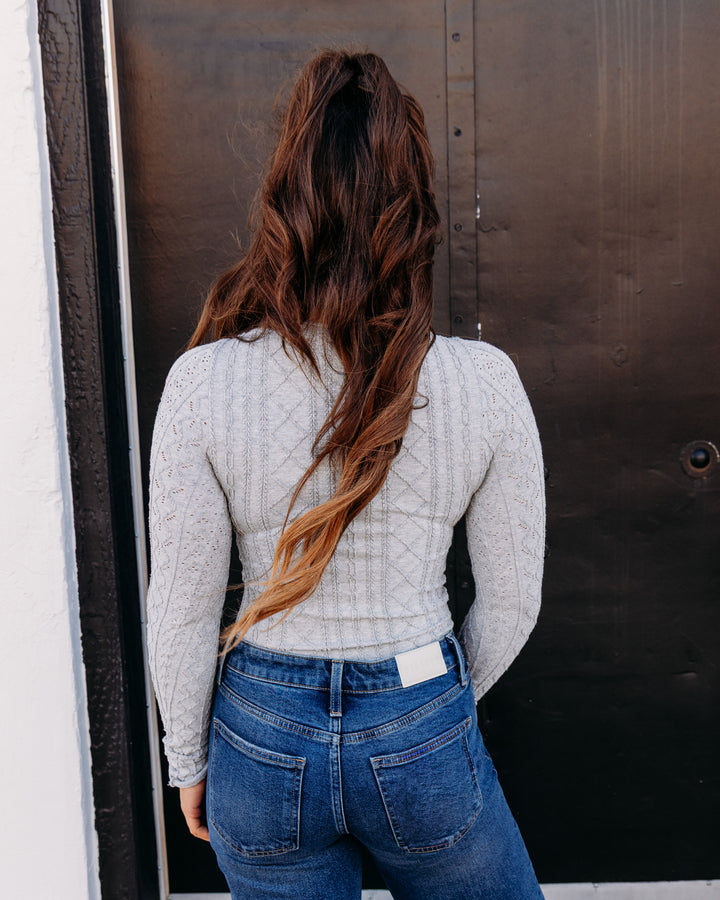 Free People: So Soft Seamless Modal Cable Long Sleeve in HEATHER GREY (FP-OB2411615-0016)