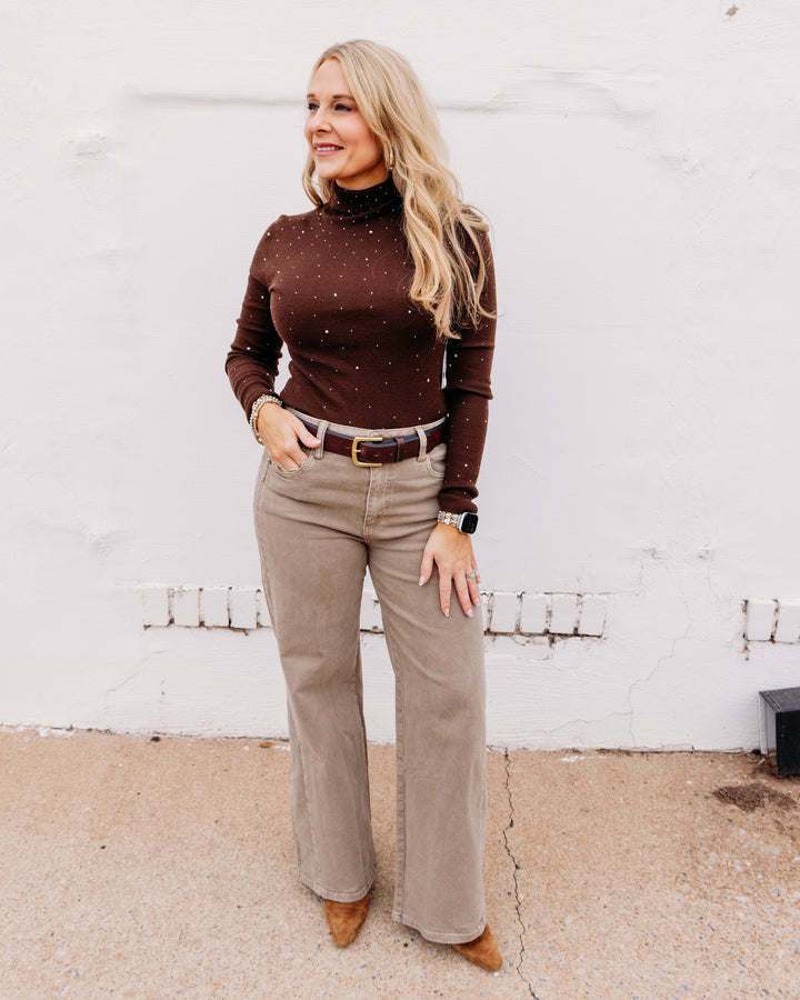 Kut: Meg High Rise Wide Leg Side Panel in Milk Tea (KG2573MA1L)