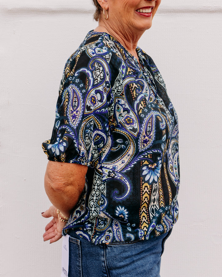 Johnny Was: Margot Short Sleeve Blouse in Montecito (C18726-7)
