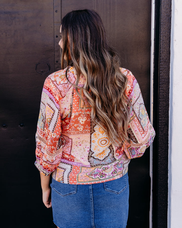 Joy Joy: Heirloom Patch Trimmed Peasant Top (79G7555-2)