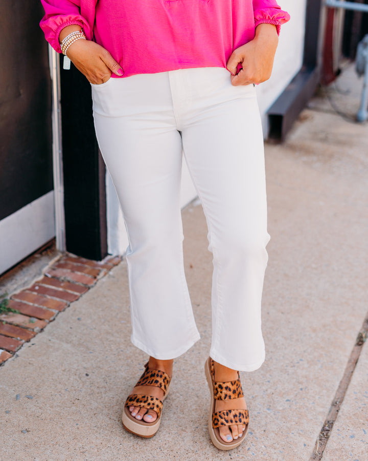 Liverpool: Hannah Crop Flare in White - The Vogue Boutique