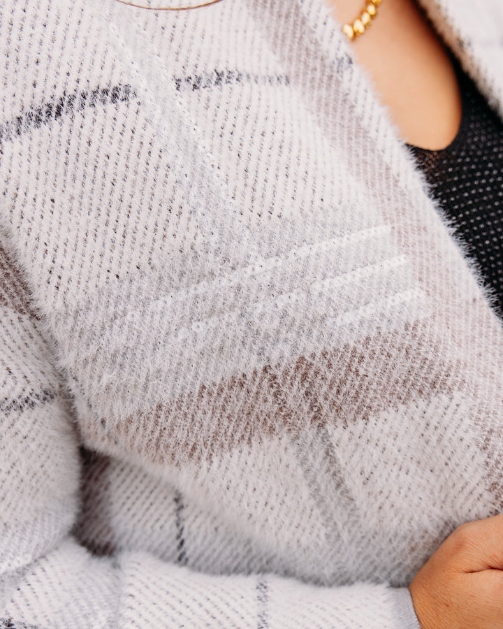 Joseph Ribkoff: Sequin Plaid Sweater in White/Multi (264956)