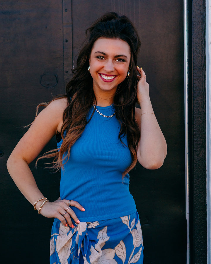 Z Supply: Boa Rib Tank in Lake Blue (ZT262714) - The Vogue Boutique