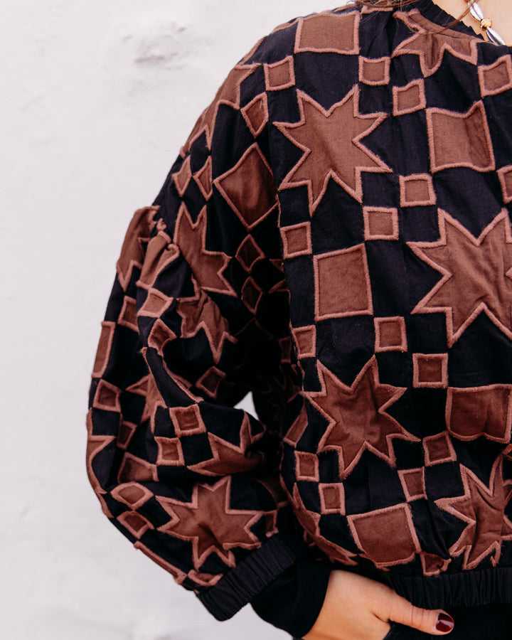 Ivy Jane: Quilt Star Jacket in Black and Brown (130272)