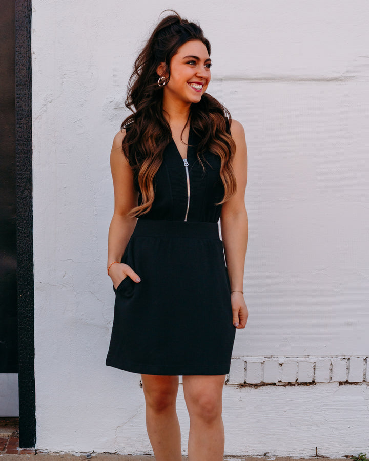 Varley Polyanna Half Zip Dress in Black
