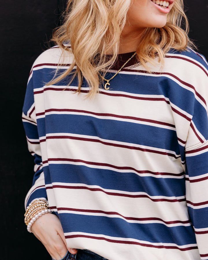 Daze: Salinas Easy Long Sleeve Tee in Cove Stripe (D00052000-JA)