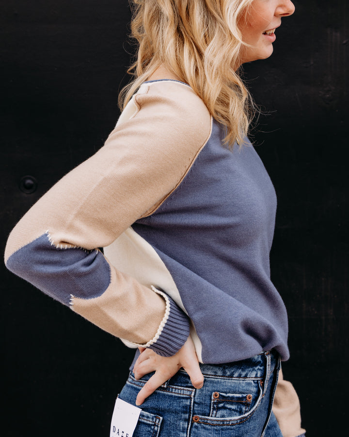 French Dressing Jeans: Long Sleeve Boatneck Sweater in Indigo (1938203)