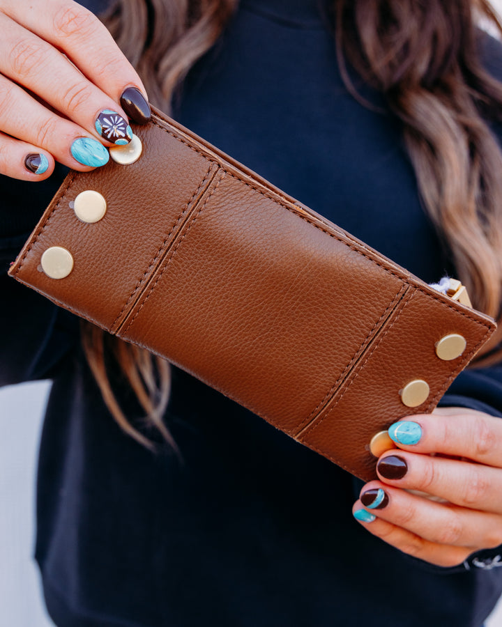 Hammitt: 110 North – Mahogany Pebble/Brushed Gold Red Zip
