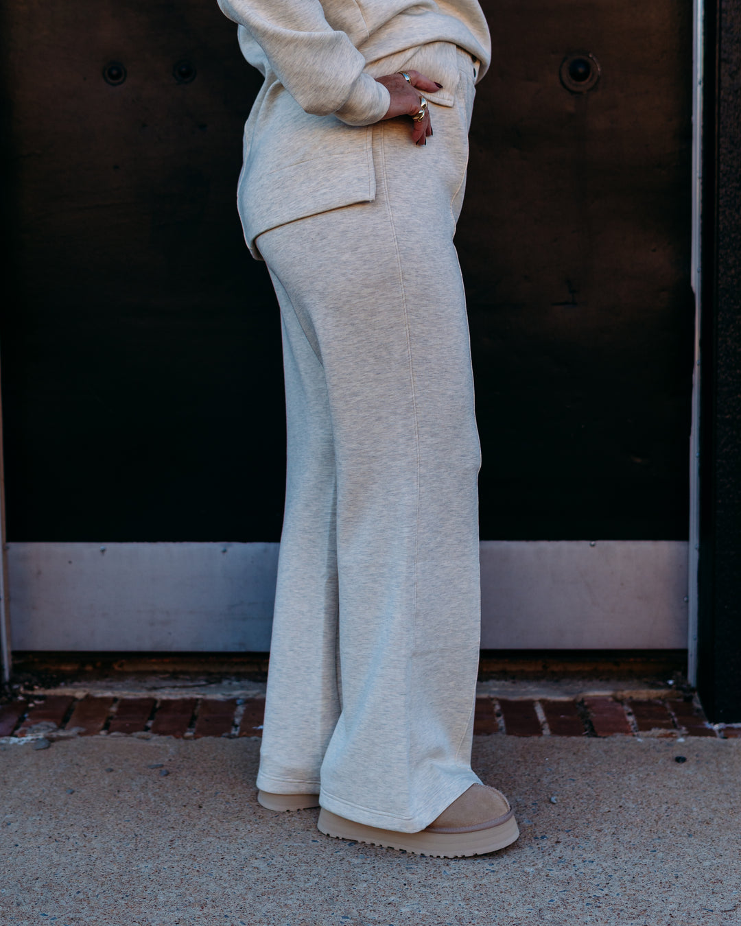Spanx: Brushed AE Flare Pant in Heather Cream - The Vogue Boutique