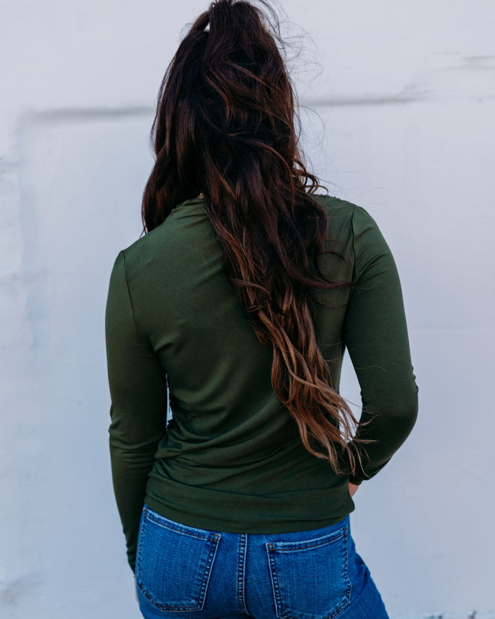 Liverpool: Long Sleeve Mock Neck in Forest Shade - The Vogue Boutique