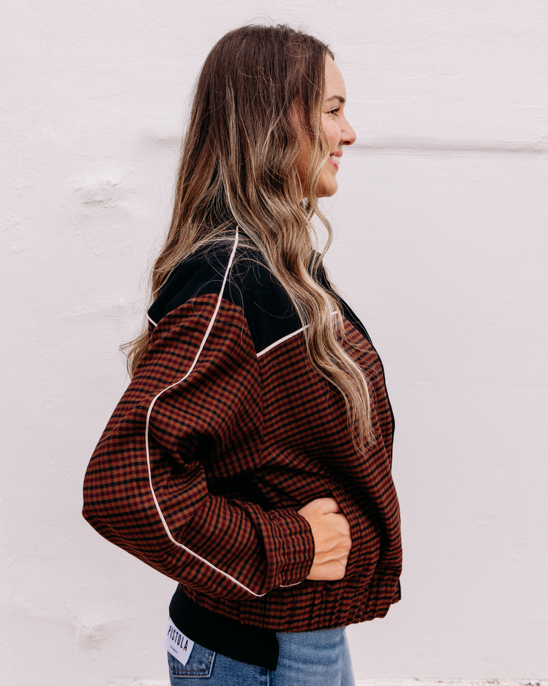 Kut: Luca Zip Up Track Jacket in Black/Brown (KJ66501)
