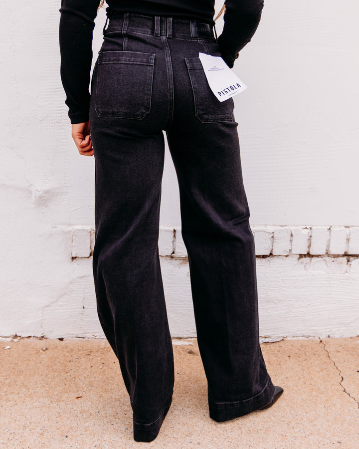 Pistola: Lana Double Button High Rise Ultra Wide Leg in Jetset  (P00016056)