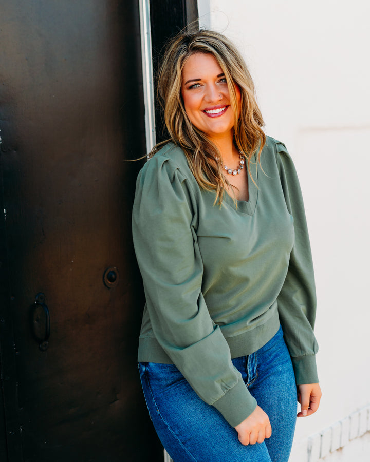 Another Love: Sammi Sweatshirt in Slate Green - The Vogue Boutique
