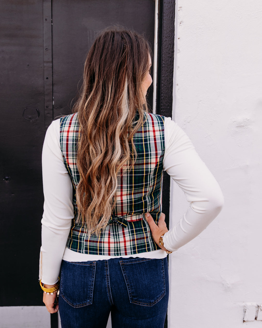 Ivy Jane: Tartan Plaid Vest in Hunter (130274)