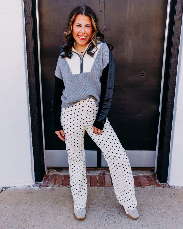 Elan: Half-zip sweater in Grey Color Block (SWB11476)