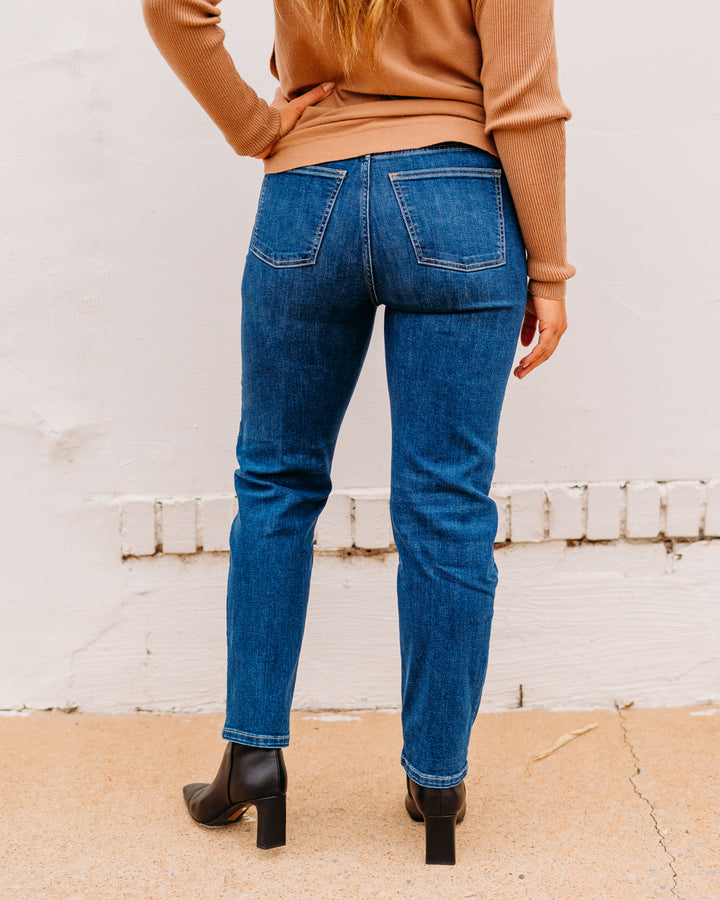Spanx: SPANXsculpt™ ReDefine Slim Straight Jeans in Medium Indigo - The Vogue Boutique