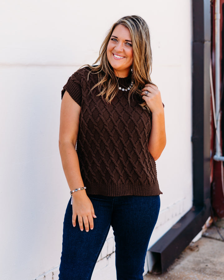 Dear John: Briana Short Sleeve Sweater in Cappuccino - The Vogue Boutique