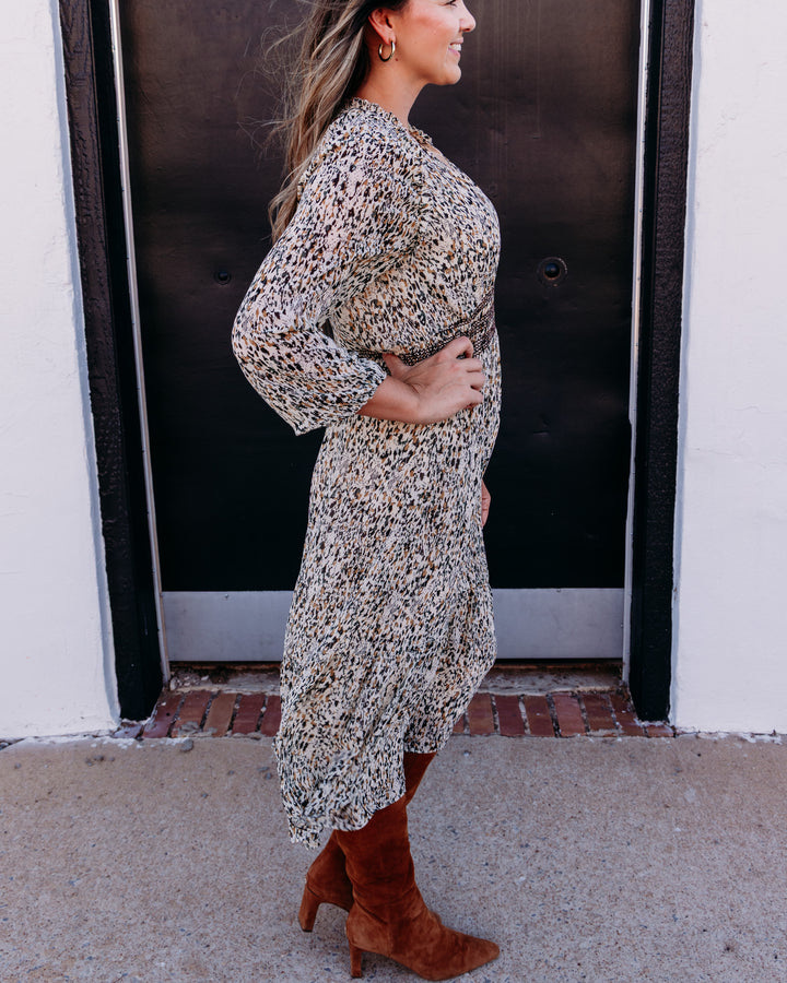 Elan: Long Sleeve Dress in Brown Lia (CFP50500)
