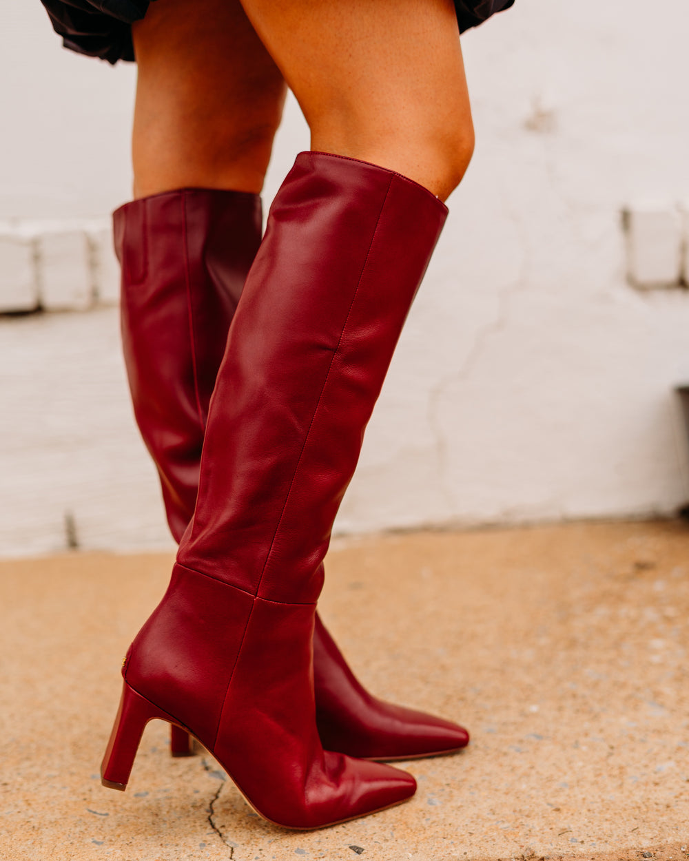 Sam Edelman: Sylvia Red Leather Knee High Boots - The Vogue Boutique