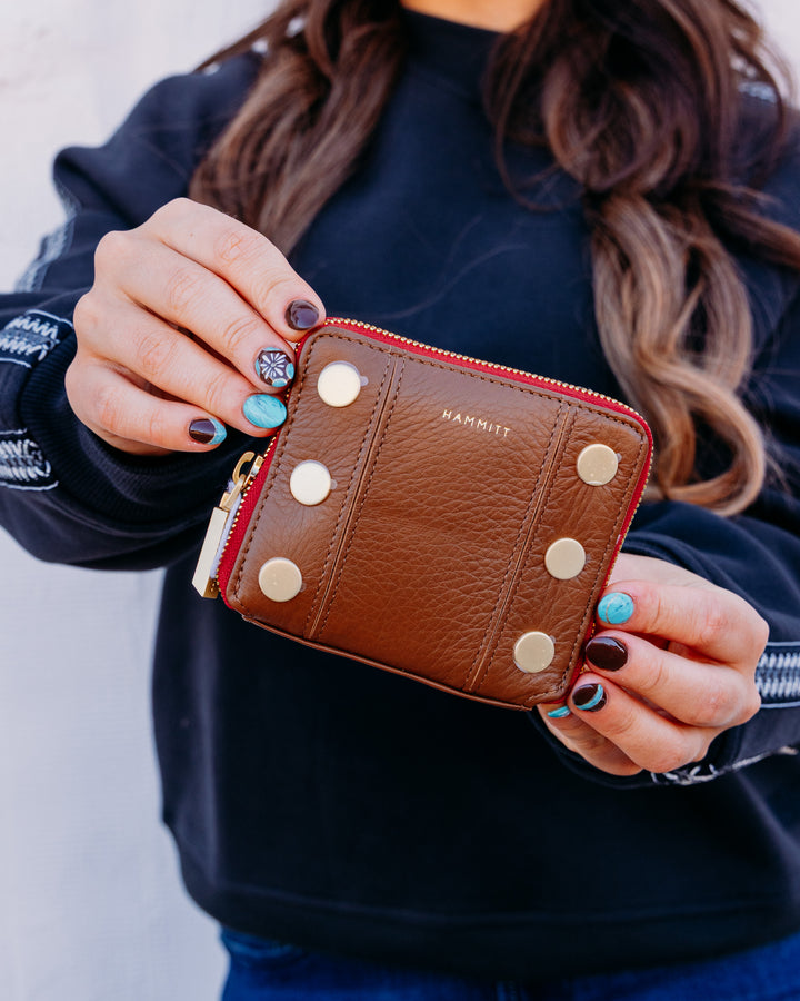Hammitt: 5 North – Mahogany Pebble/Brushed Gold Red Zip