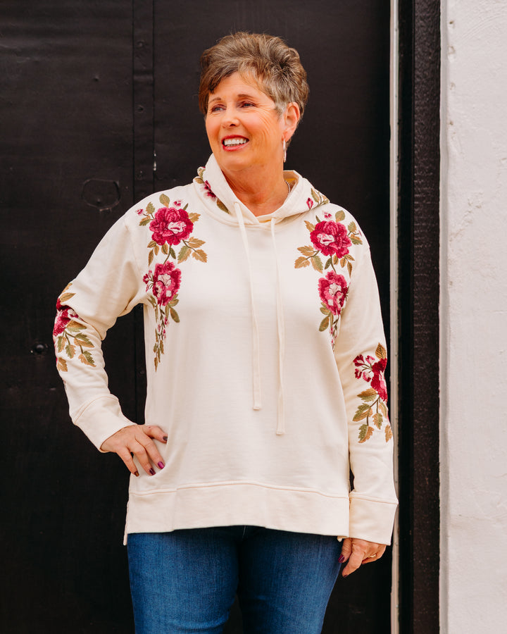 Johnny Was:  Mehdi Hooded Sweatshirt in Shell - The Vogue Boutique