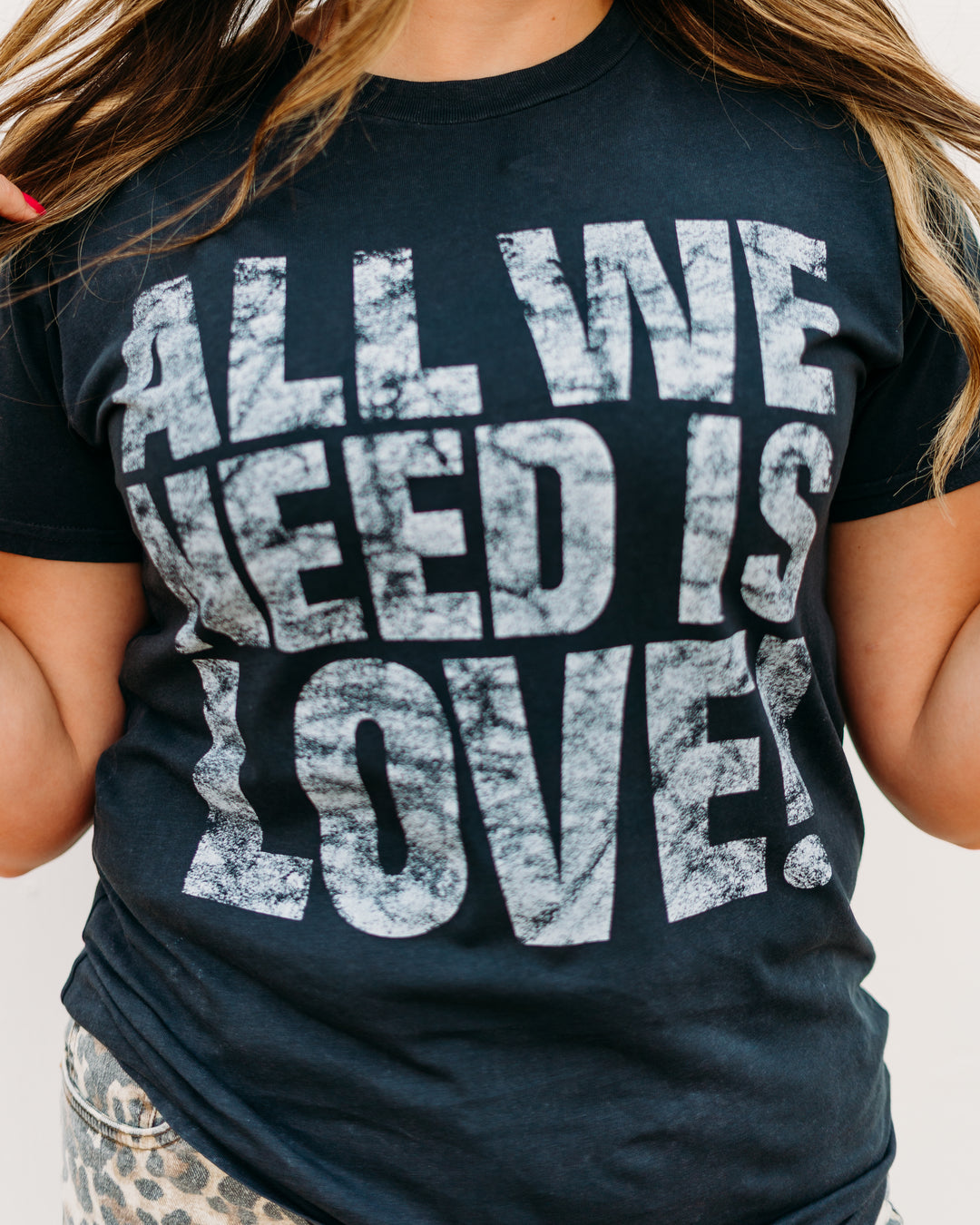 Elan: All We Need is Love Black Tee tep11493 - The Vogue Boutique