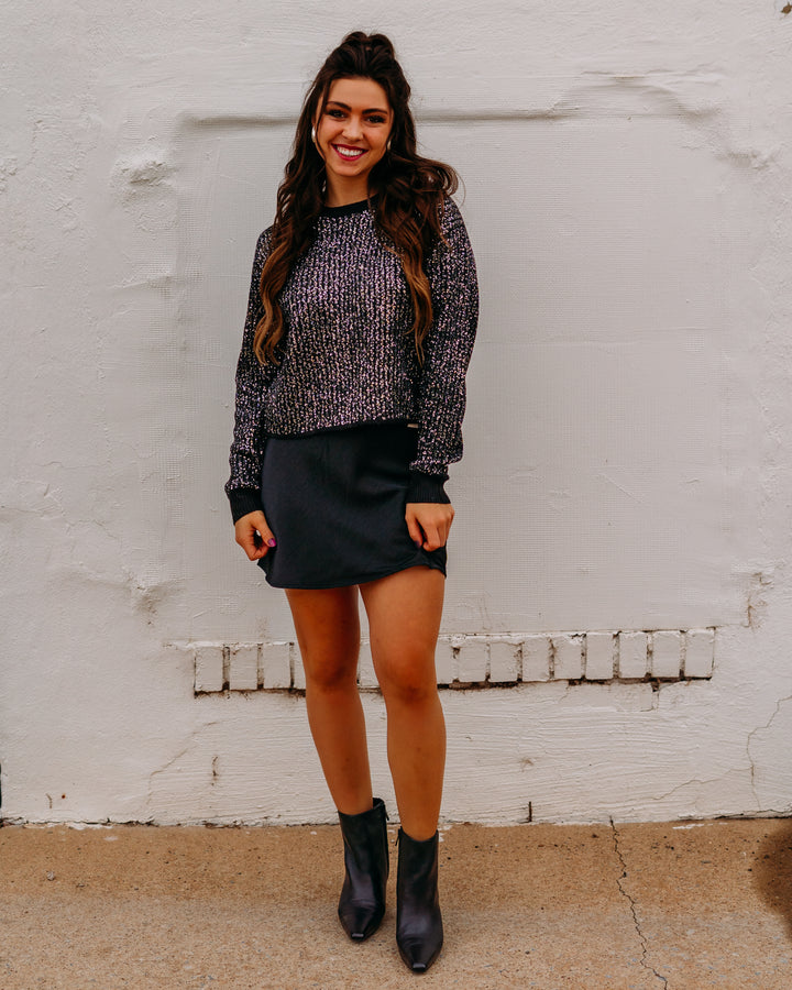 Z Supply: Gleam Sequin Sweater in Black - The Vogue Boutique