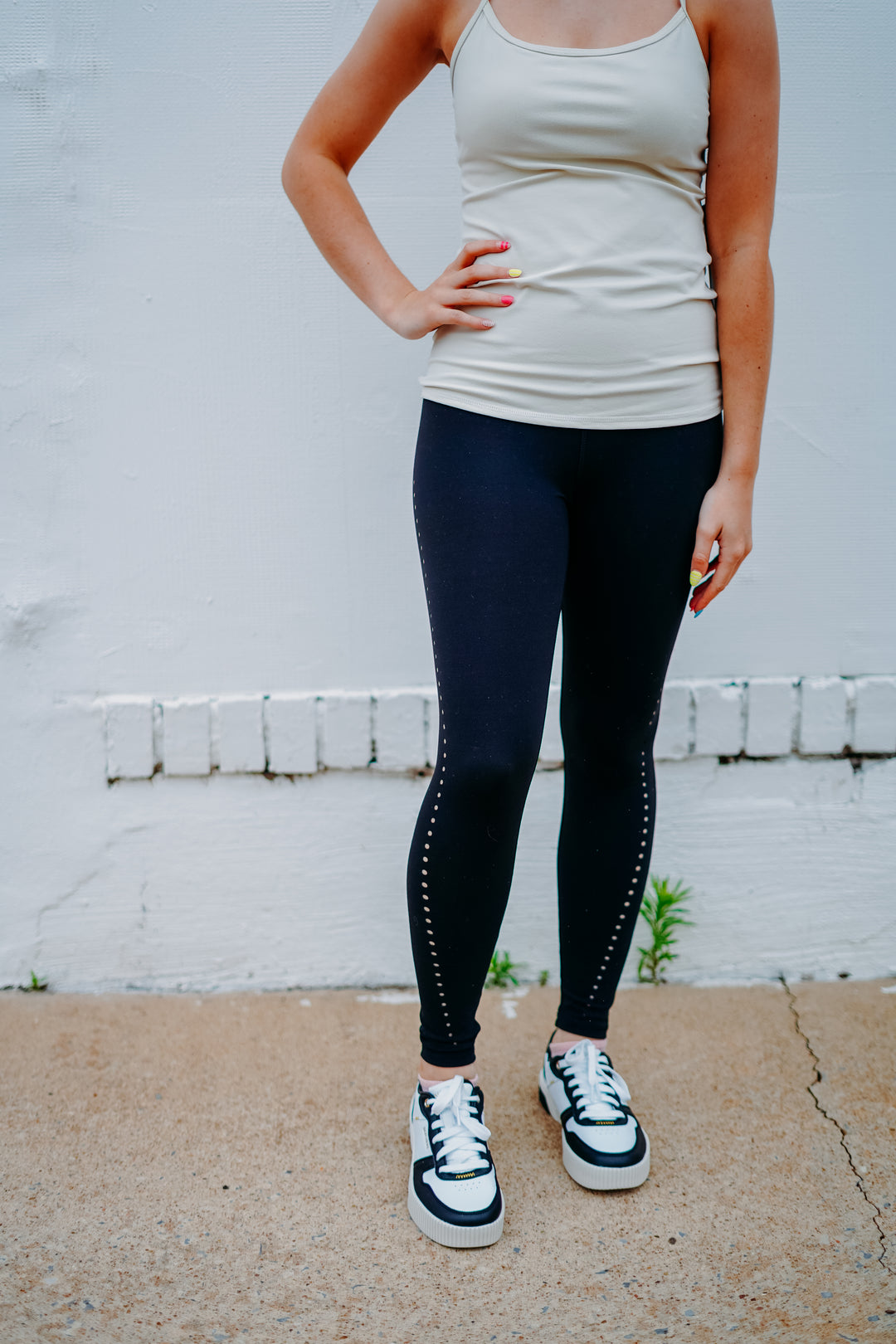 Glyder: Laser Cut 7/8 Black Legging - The Vogue Boutique